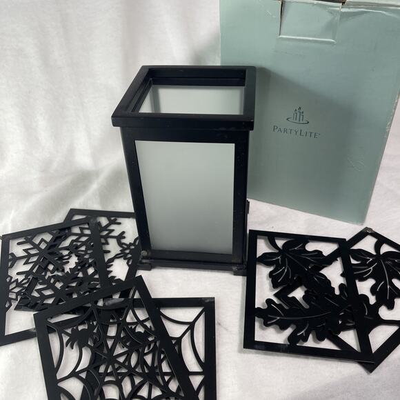 Partylite Change-O-Luminary Candle Holder P8977 Web / Leaves /Snowflakes - Picture 1 of 5